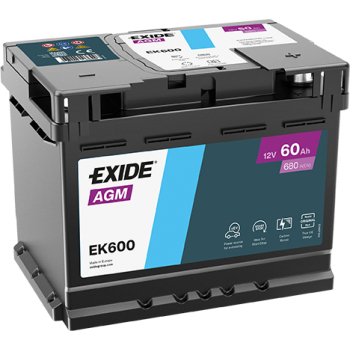 Akumulator EXIDE AGM EK600 12V 60Ah 680A
