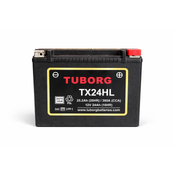 Tuborg TX24HL 12V 24Ah 380A AGM akumulator motocyklowy wzmocniony